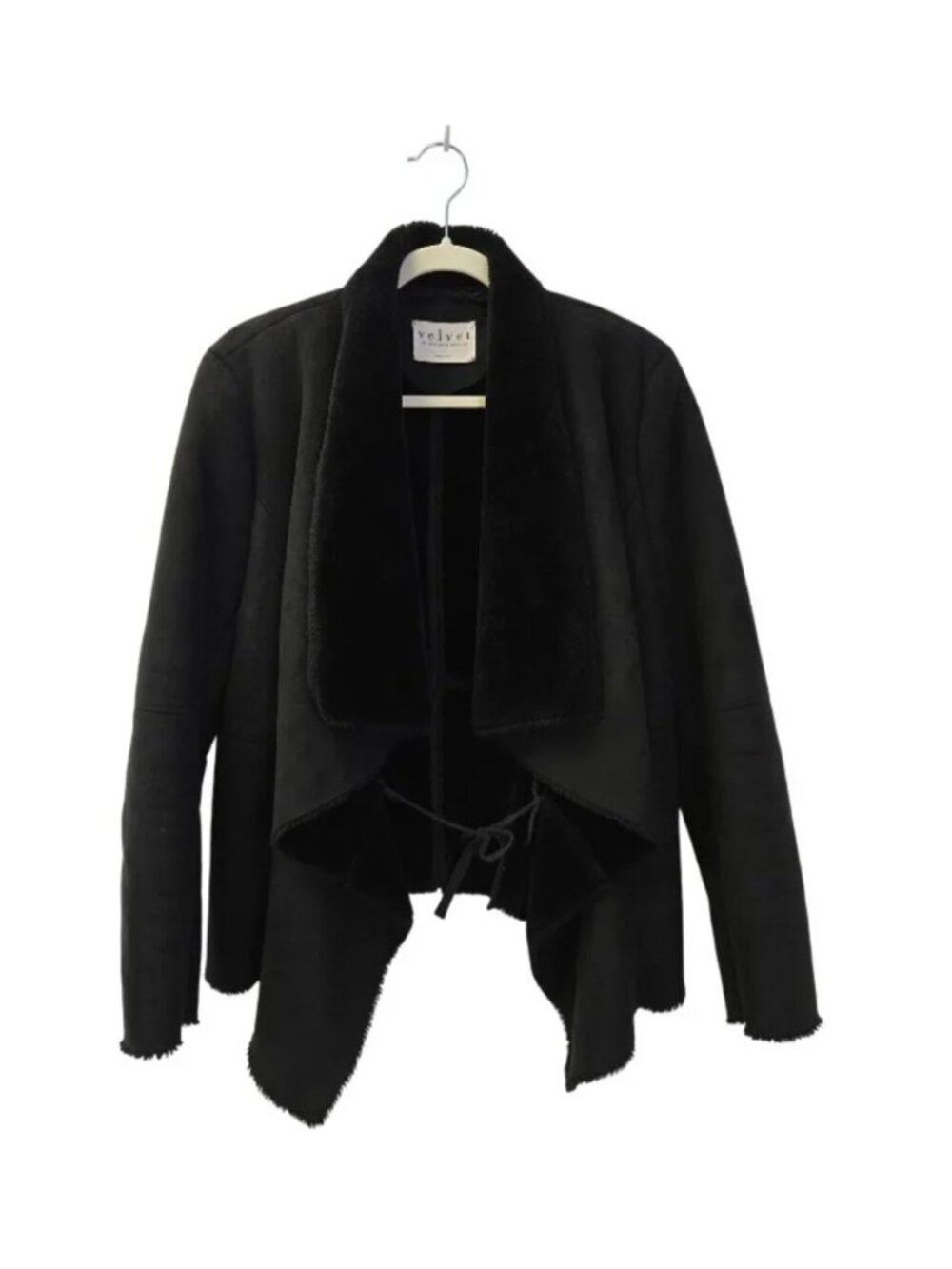 Velvet by Graham & Spencer Faux Suede Faux Fur Drape Neck Jacket Size Medium